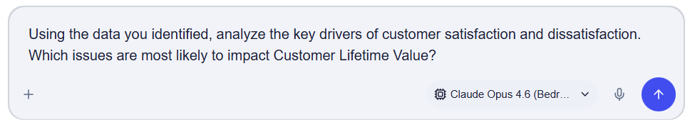 A follow-up question builds on the data and context already identified in the previous step